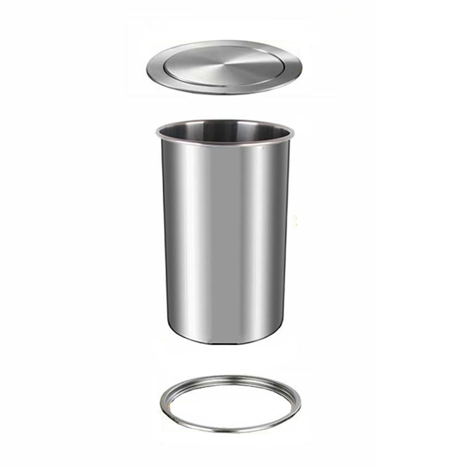Asdchzen Silver Hidden Trash Cans Under The Counter, Built-In Trash Cans, Built-In Stainless Steel Trash Cans On The Countertop, Round Built-In Trash Chutes, Built-In Balance Clamshell Trash,