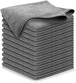 USANOOKS Microfiber Cleaning Cloth Grey - 12 Pcs (12.5"x12.5") - High Performance - 1200 Washes, Ultra Absorbe