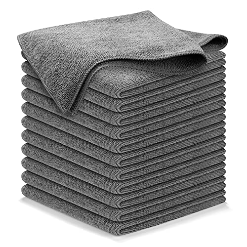 Comparison: Best Microfiber Cleaning Cloths For Kitchen 4 USANOOKS Microfiber Cleaning Cloth Grey - 12 Pcs (12.5"x12.5") - High Performance - 1200 Washes, Ultra Absorbent Microfiber Towel Weave Grime & Liquid for Streak-Free Mirror Shine - Car Washing Cloth