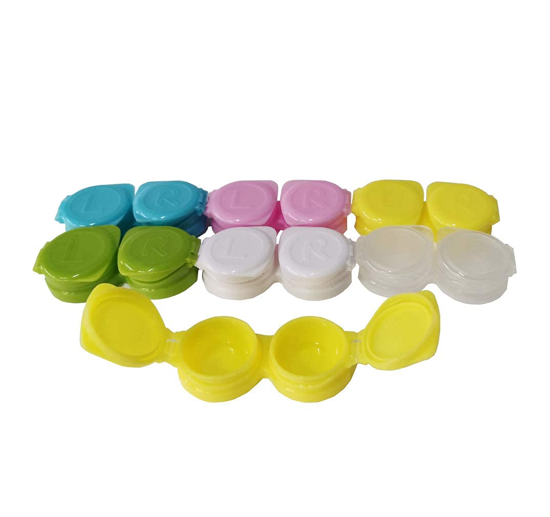100-Pack Flip-Top Contact Lens Tight Lid Case Holder Storage Box Container Assorted Colors : Health & Household