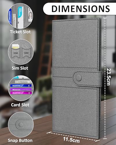 Image of FEDUS Leather Premium Long Currency Holder,Passport Holder for Unisex, Wallet with Card Holder,Id Card,Ticket,Currency,Boarding Pass Slots RFID Protected Travel Accessories Organiser,Grey
