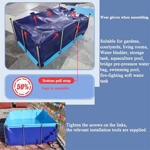 Portable Foldable Above Ground Water Storage Tank, Wear-Resistant Outdoor Pool with Drain Valve for Koi & Fish, Ideal for Garden Patio & Temporary Irrigation Solutions
