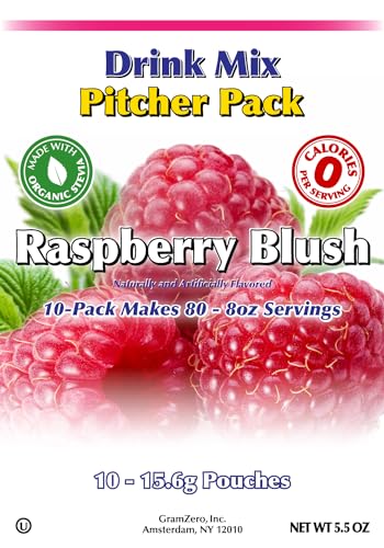 GramZero Raspberry Blush, Sugar Free Drink Mix, Pitcher Pack, Great For Nutrition Club Loaded Tea, Zero Calorie, Stevia Sweetened