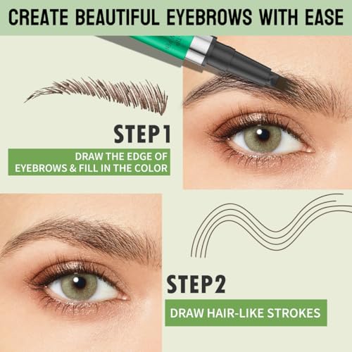 Magic Eyebrow Pencil, Microblading Eyebrow Pen with 4 Fork Tip,Waterproof Long-Lasting Eyebrow Pen Eyebrow Brush Creates Hair Like Natural Brows, Last All Day (Dark Brown) — view 5