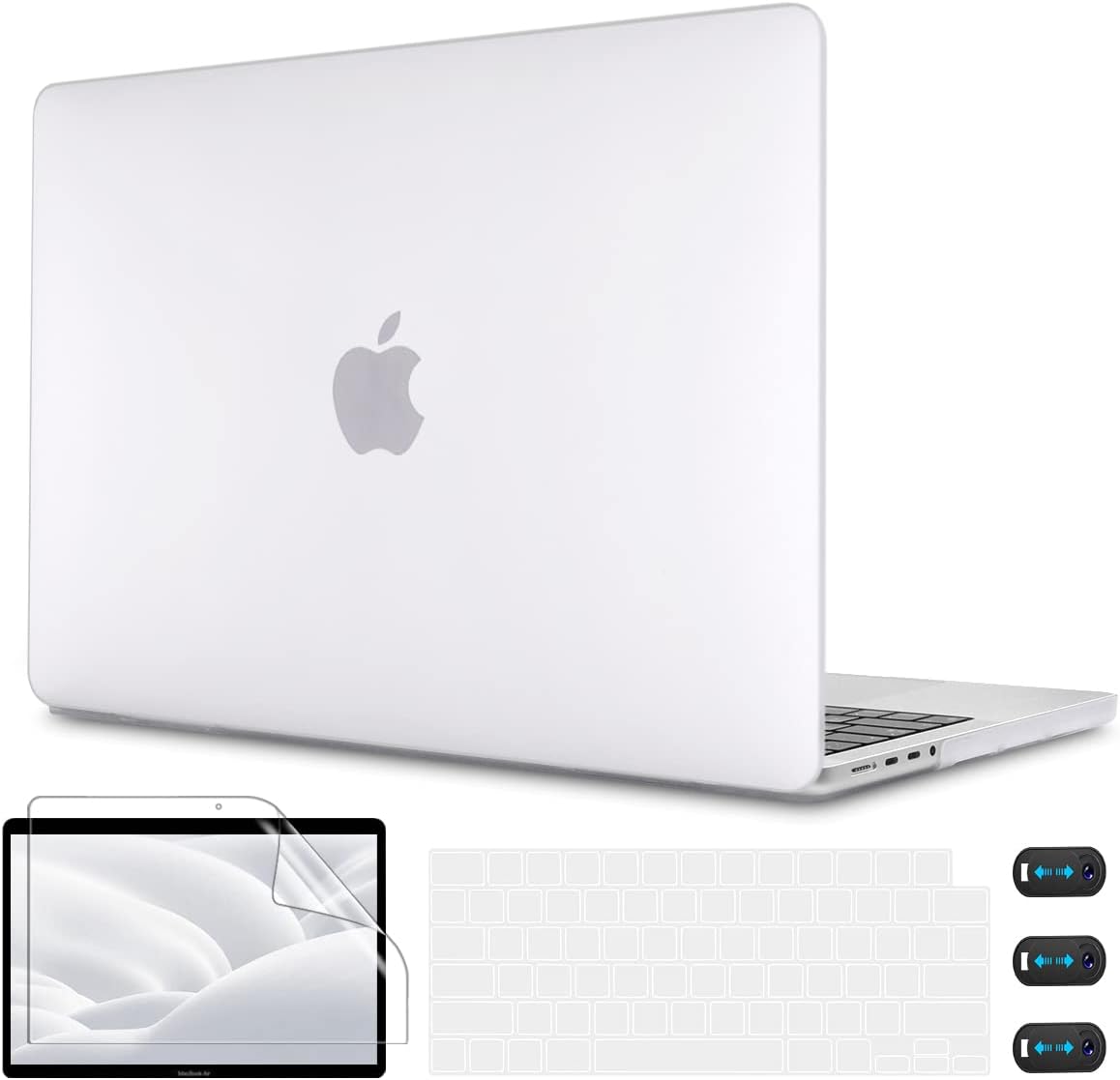 CISSOOK Compatible with MacBook Pro 16 Inch Case 2023 2021 Release M3 A2991 A2780 M2 A2485 M1, Hard Shell Case Matte White Cover with Keyboard Cover for MacBook Pro 16.2" 2021-2023 with Touch ID