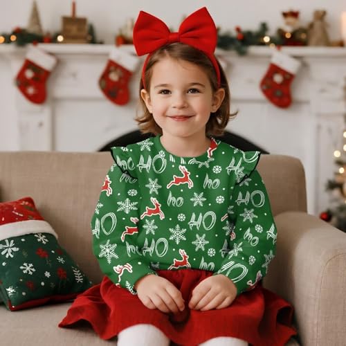 Toddler Girls Crew Neck Pullover Breathable Warm Long Sleeve Sweatshirt Fall Winter Outfits for Play Age 1-8 Years2