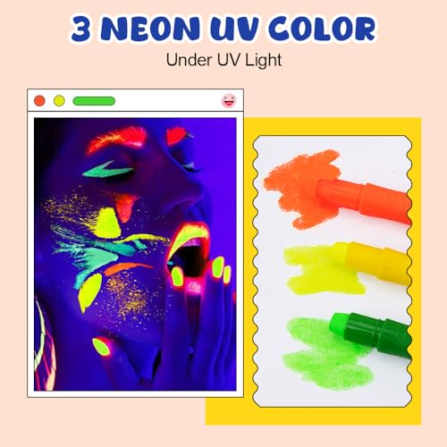 Image of 8 Color Face Painting Kits for Kids, Beesjuy Water Based Face Paint Kit, Makeup Kit Plant Ingredients Face Crayons, Painting Party for Adults&Kids (3 Neon)