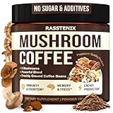 Rasstenix Mushroom Coffee Organic - 9 Mushroom Adaptogen Mix - Lion's Mane, Chaga, Turkey Tail, Reishi, Shiitake - Instant Mushrooms Coffee for Gut Health, Energy, Mental Clarity - 60 Servings