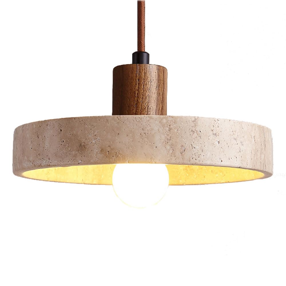 HYJAUSXB Japanese Style Marble Chandelier, Personalized Ceiling Pendant Lamp Shade, E27 Light Source Single-Head Hanging Light, Bar Aisle Decoration Lighting Fixtures