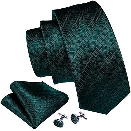 Corbata de Seda Verde para Hombre con Juego de Boda miniatura 4