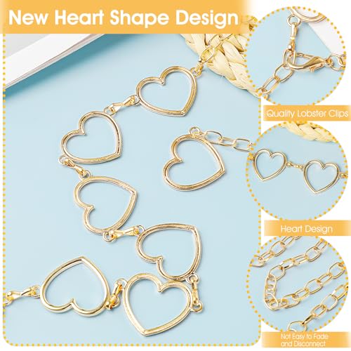 2Pcs Heart-Shape Chain Belts for Women,Adjustable Waist Chain Hollow-Design Body Link Belts Metal Waistband Decorated4
