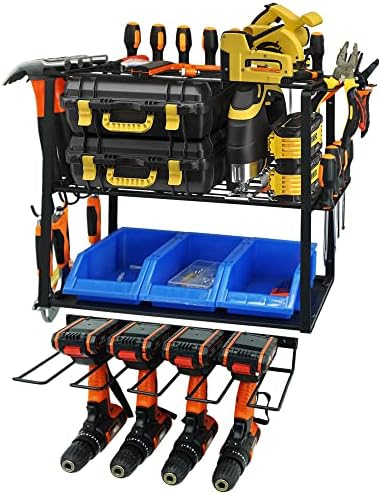 Power Tool Organizer Wall Mounted Garage Tool Driller Rack Heavy Duty Metal Utility Racks