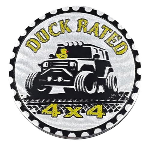 UHANBUT Duck Badge Rated Car Emblem, 4 x 4 Metal Automotive Badge, 3D Round Car Stickers Decals,...