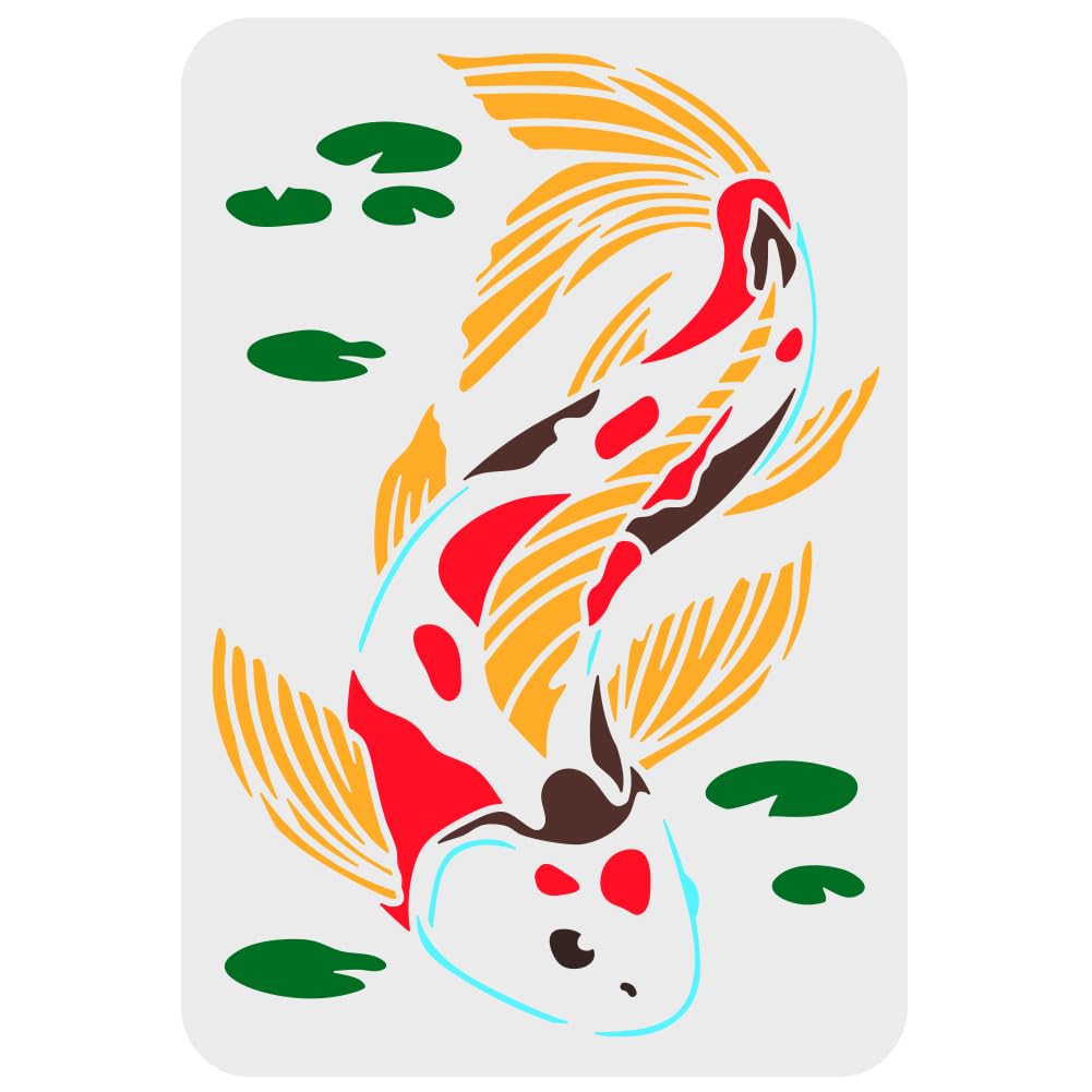 Amazon.co.jp: FINGERINSPIRE Koi ステンシル29.7x21.1cm A4