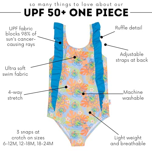 Image of SwimZip Girls' Ruffle One-Piece Swimsuit with UPF 50+ Sun Protection