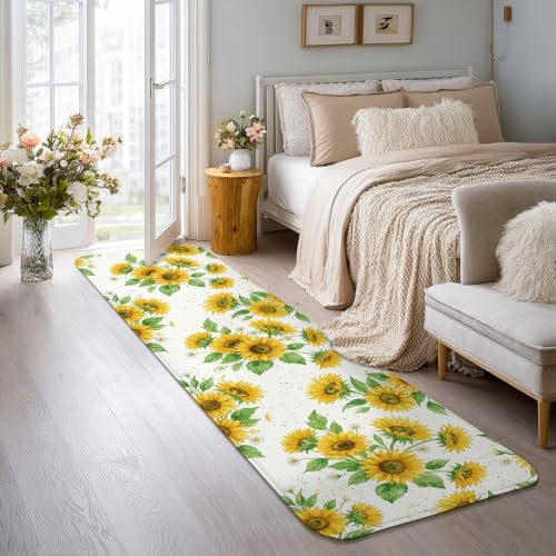 Alfombra de pasillo resistente a las manchas, alfombra de cocina rectangular amarilla 5