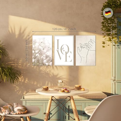 Tableau Boho pour Murs Vides - Solution Décoration Salon 3 Cadres Beige - 2
