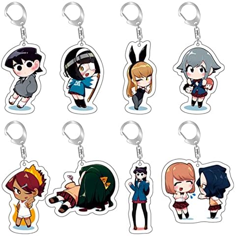 8 Pcs Set Keychain Komi Can't Communicate Keychain, Cute Anime Komi Shoko Cartoon Mini Keychain for Car Bike Bag Backpack Cosplay Gifts Cover