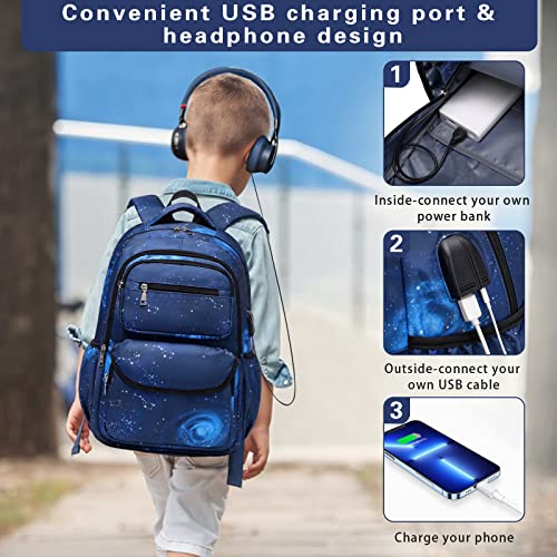 Bevalsa Backpack For Boys, Galaxy School Bags For Kids, Bookbag For Boys Girls Children Teens Backpacks For Elementary Middle High School Student, Bookbag And Sling Bag Set With Usb Charging Port #TOP4