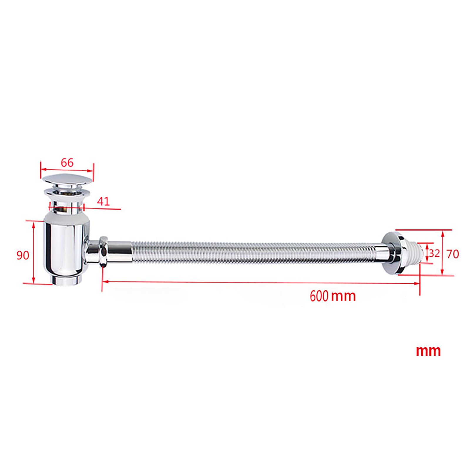 Siphon Waschbecken mit Überlauf,Pop Up Ablaufventil,Geruchsverschluss,Flexibel Ausziehbar Abflussrohr Waschbecken,Universal Abflussrohr 1 1/4"