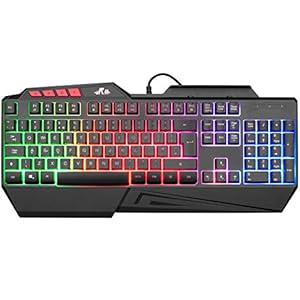 Rii RK202 Gaming Keyboard,LED Rainbow Backlit Light up Keyboard With Membrane Keys,Spill-Resistant,for PC Computer,Laptop,Windows,Gamer,Xbox one,PS4,PS5-UK Layout