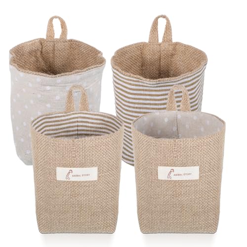 Jxiwfvl 2 Pack Hanging Basket for Door, Small Jute Wall