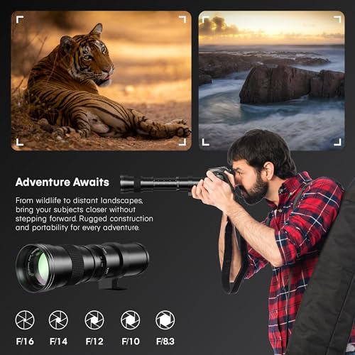 Image of Commander Optics 420-800mm f /8.3 Manual Telephoto Zoom Lens for Canon EOS 80D, 90D, Rebel T3, T3i, T4i, T5, T5i, T6, T6i, T6s, T7, T7I, SL1, SL2, 70D, 77D, 5D, II /III /IV, 6D | Camera Lens