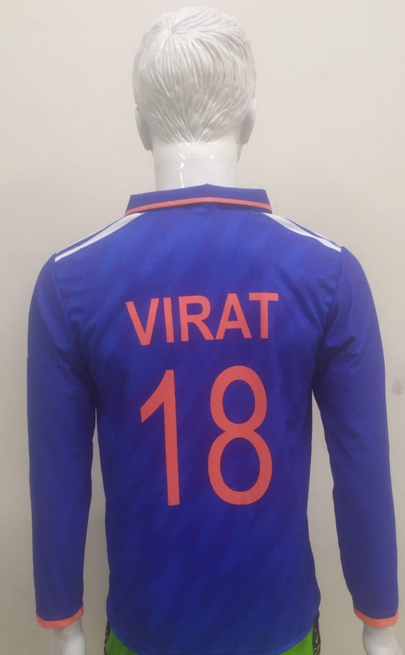 India ODI W/C Jersey Full Sleeves - 2023 (36 (for 11-12 Years), Plain Back (NO Player Name)) 1