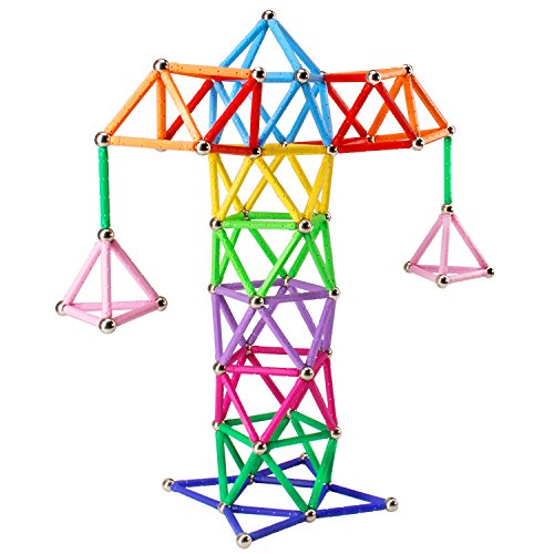 Elongdi Magnetic Building Blocks, [ 132 Pieces ] Lengthen Building Sticks Set, Magnet Stem Toys Set Non-Toxic Building 3D Puzzle Boys Toys For Kids And Adult #TOP3
