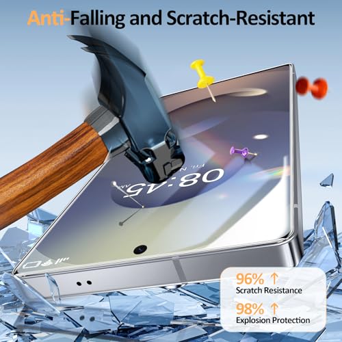 Fotbor 2+1 Pack for Samsung Galaxy S25 Ultra Screen Protector with Camera Lens Protector, 0.1s Fingerprint Unlocking, Shock - Absorbing Pro Series Tempered Glass, [Precision - Align] Quickfit - image 3