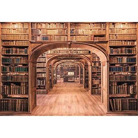 Laeacco Vintage Library Backdrop 10x8FT Wooden Bookshelf Photography Background Retro College Library Old Books Graduation Back to School Party Decor Banner Kids Adults Portrait Photo Shoot Props Cover