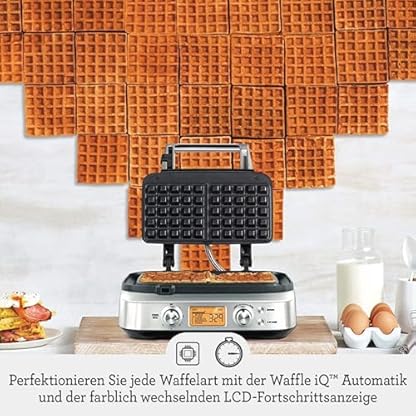 Sage - The Smart Waffle Pro - Waffeleisen - 4 Teigeinstellungen inkl. Belgische Waffeln, Klassische Waffeln - 12 Bräunungseinstellungen, 1000W Leistung, Einfach zu Reinigen - Gebürsteter Edelstahl – Bild 3