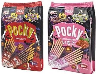 Pocky Biscuit Stick, Lovely Halloween Chocolate 4.48 Oz and Strawberry 4.13 oz