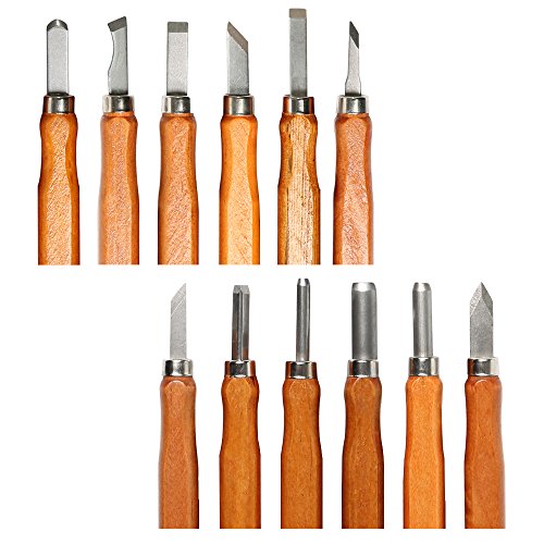 Wood Carving Tools,Delicacy 12 Set Professional Carbon Steel Carving Chisels Knife Kit for DIY Sculpture Carpenter Experts & Beginners - Thumbnail 5