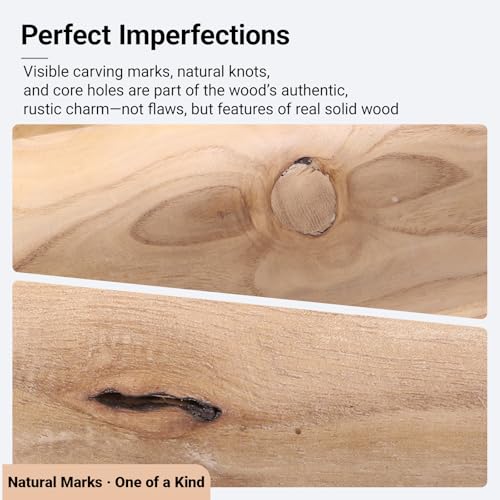 Color Brown Athaliah Wooden Dough Bowl, 30 Inch Hand Carved Rustic Long Wood Dough Bowls for Decor, Vintage Decorative dough bowl for Table Centerpiece