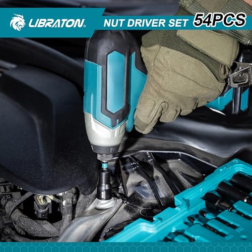 Libraton 915117 54Pcs Magnetic Nut Driver Set, Impact Drill Driver Bit 1/4", Metric & Sae Nut Driver For Impact Drill, Socket Adapters, Screwdriver Bits thumb #6