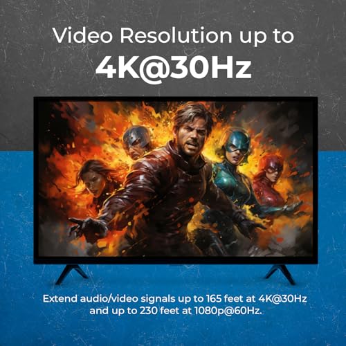 Image of OREI 4K 1x8 HDMI Extender Splitter Multiple Over CAT 6 /7 Cable with EDID management - 4K@30Hz upto 165ft and 1080p@60Hz upto 230ft- Loop Out