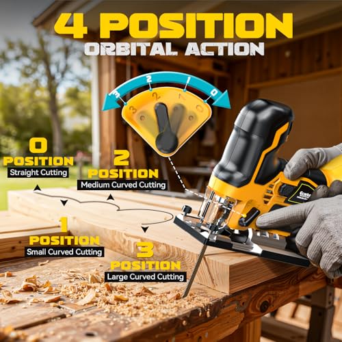 Image of Ecarke Cordless Jig Saw Compatible With Dewalt 20V, Brushless Motor 3800RPM, 7 Speeds Dial Control, Free-Tool ±45 Bevel Cuts, 4 Orbital Action, Dust Blows and 6 Blades For Cutting, Tool Only