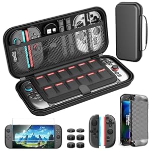 Switch 2 Case for Nintendo Switch 2, Protective Carrying Case Set with PC Switch 2 Cover and TPU Grip Cover for Switch 2 Joycon, Large Capacity Storage Design for Nintendo Switch 2 Accessories