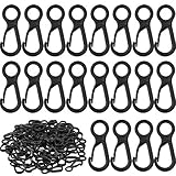 Syhood 100 pcs Lanyard Hook Plastic Lobster Clasp Mini Lanyard Snap Clip Hook Spring Hanging Buckle for Face Protectors Key Chain Purse ID Card Crafting Sewing Projects, Light Plastic, Black