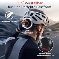 RLQA Fahrradhelm Herren Damen, MTB/Rennrad Helm mit Abnehmbarer Magnetischer Visier & Brille, Radhelm mit 24 Luftungsschlitzea, LED Rucklicht, Reithelm Verstellbare GroBe (M:54-58cm, Schwarzweiß) – Ansicht 6