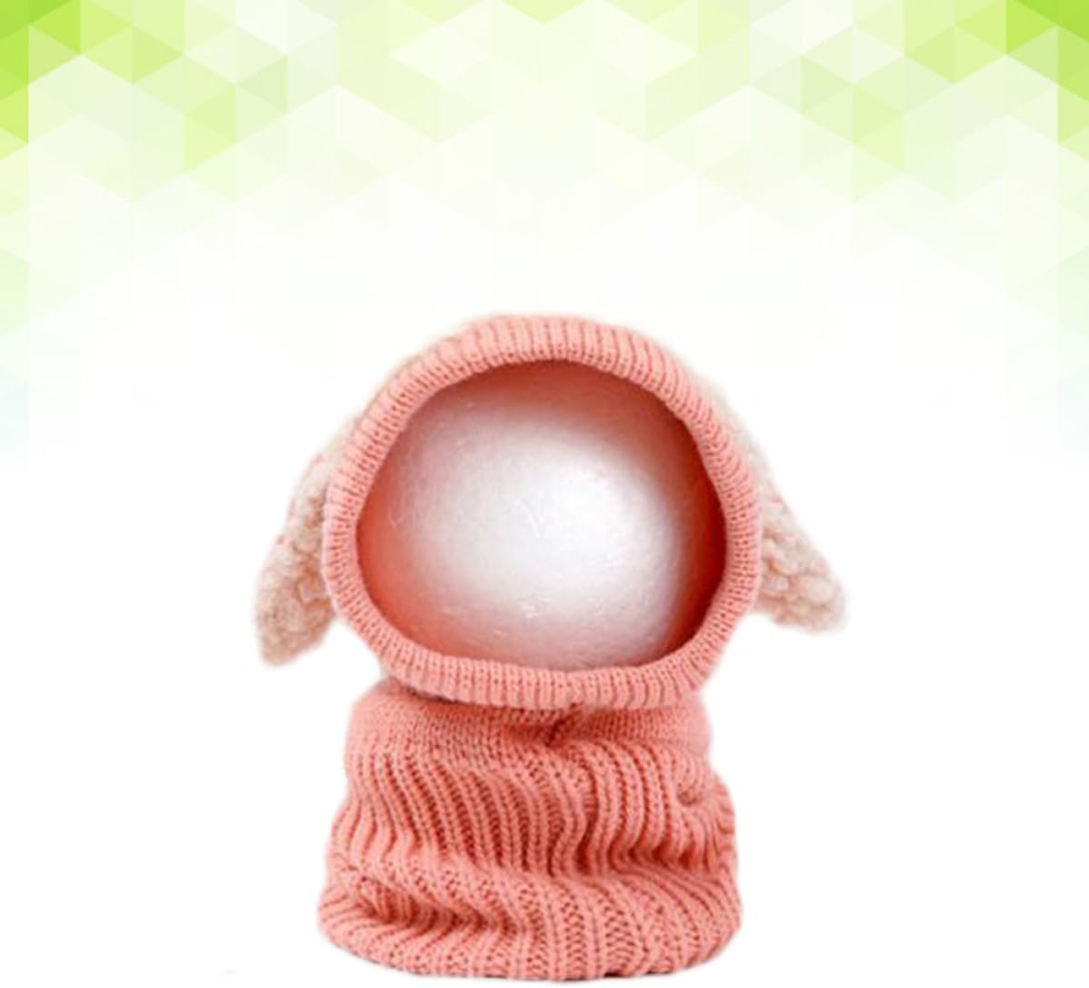 Dog Design Winter Hat Scarf Hood in Pink Woolen Yarn