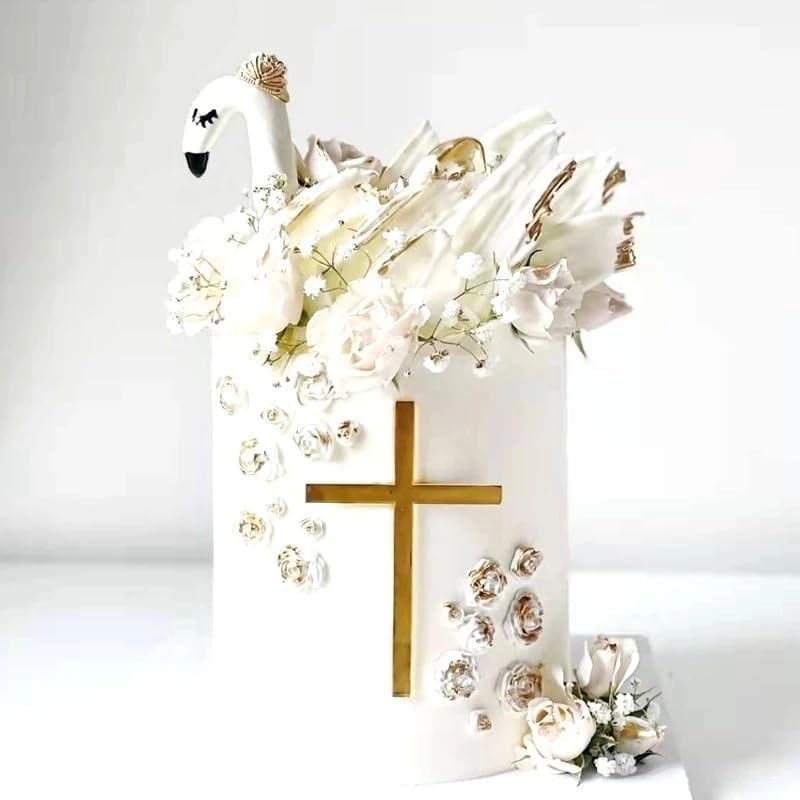 10-Piece Set,Gold Cross Cake Toppers, 3.82