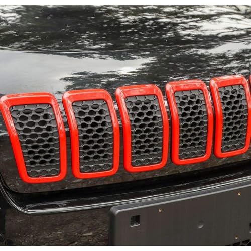 Image of JeCar for Jeep Cherokee Grill Inserts, Front Grille Inserts for 2019-2025 Jeep Cherokee (Red)
