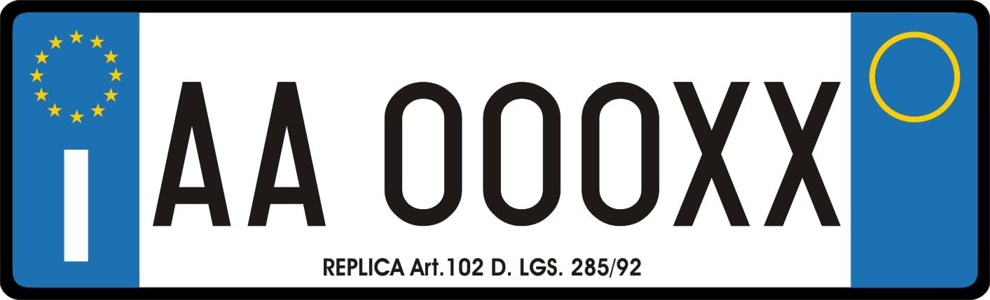 Targa Replica Anteriore in Alluminio Personalizzabile Art. 102 D.Lgs. 285/92 Publi 2000