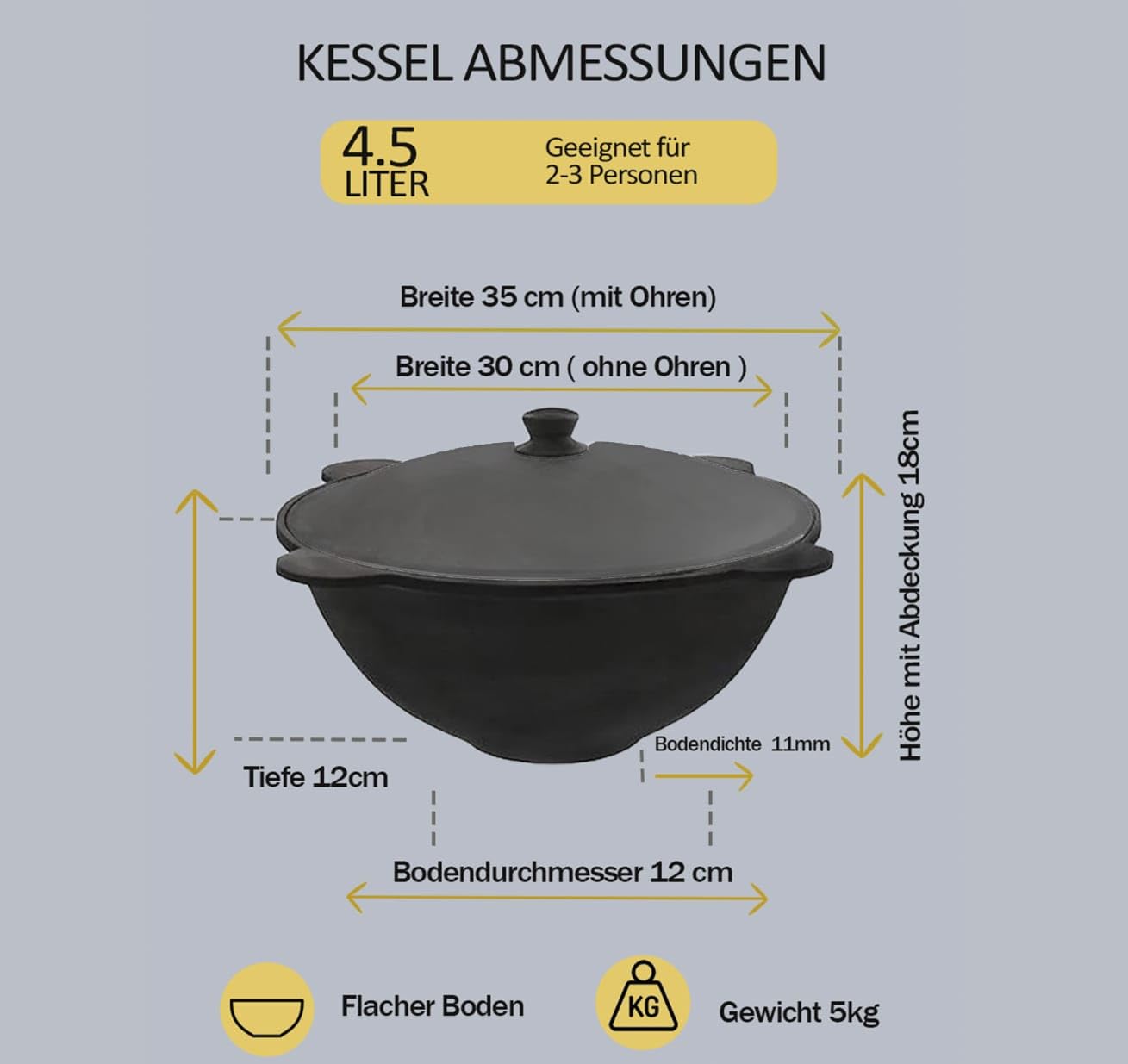 Kazan hervidor, olla de hierro fundido, казан, чугуный казан, Kazan 4,5l hierro fundido con tapa olla Kazan, 4,5l, 4,5 l