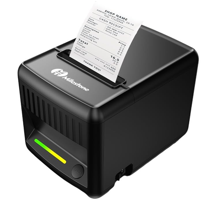 Milestone MHT P80E Compact 80mm 3 inch USB+LAN+RJ11, RGB Light, Web Interface, Latest Thermal Receipt Printer (P80E)