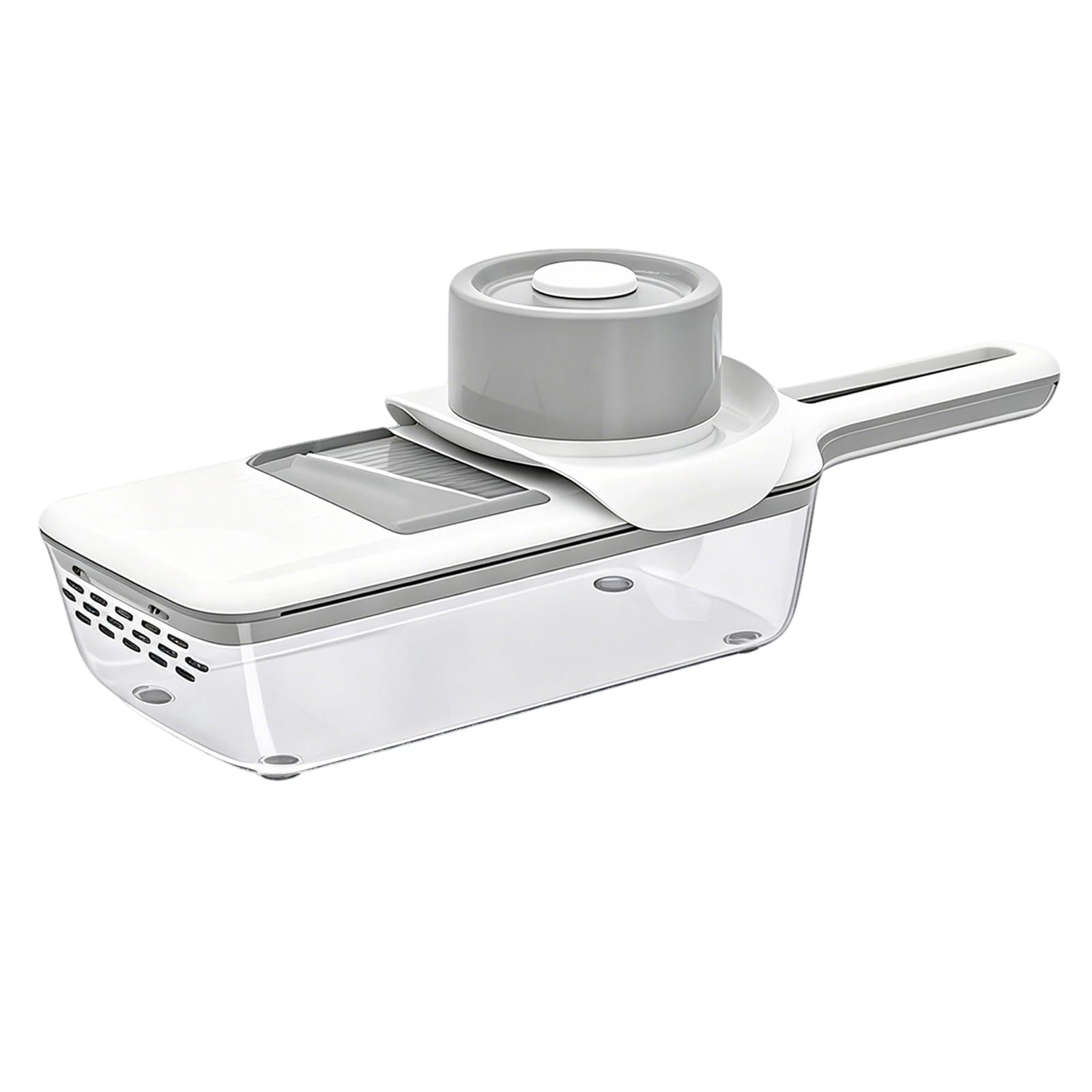 Mandolina de Cocina Profesional, Cortador de Verdura, con Caja Drenaje y Protector Mano Seguridad, Diseño con Orificio Drenaje, para Papas, Pepinos y Preparación