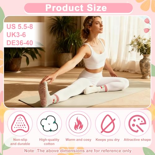 Image of Pilates Grip Yoga Socks for Women Cute Non Slip Socks
