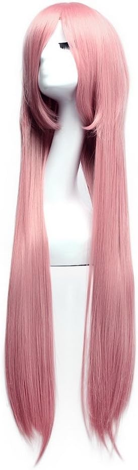 (Pink) - MapofBeauty 40" 100cm Anime Costume Long Straight Cosplay Wig Party Wig (Pink)